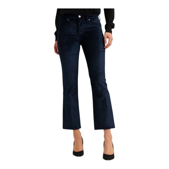 Lucky Brand Mid Rise Ava Crop Mini Boot American Navy Velvet Jeans Pants, 4 - Picture 1 of 15